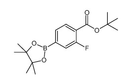 2-Fluoro-4-(4,4,5,5-tetramethyl-[1,3,2]dioxaborolan-2-yl)-benzoic acid tert-butyl ester结构式