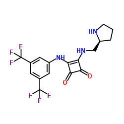 3-[[3,5-bis(trifluoromethyl)phenyl]amino]-4-[[(2S)-2-pyrrolidinylmethyl]amino]-3-Cyclobutene-1,2-dione structure