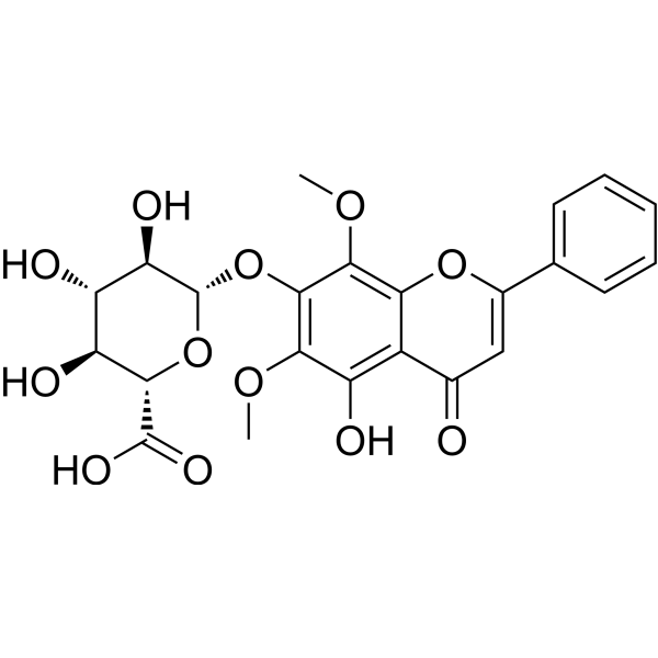 5,6,7-Trihydroxyflavone-7-O-β-D-glucuronopyranoside Structure