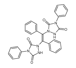 (E)-1,1'-(1,2-diphenylethene-1,2-diyl)bis(4-phenyl-1,2,4-triazolidine-3,5-dione)结构式