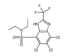 5,6,7-trichloro-N,N-diethyl-2-(trifluoromethyl)-1H-benzimidazole-4-sulfonamide结构式