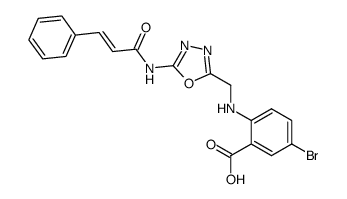 5-Bromo-2-({5-[(E)-(3-phenyl-acryloyl)amino]-[1,3,4]oxadiazol-2-ylmethyl}-amino)-benzoic acid结构式