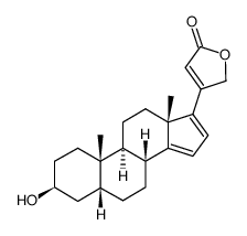 3β-Hydroxy-5β-carda-14,16,20(22)-trienolide structure