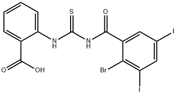 2-[[[(2-bromo-3,5-diiodobenzoyl)amino]thioxomethyl]amino]-benzoic acid结构式