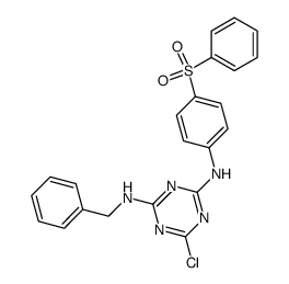 N2-(4-benzenesulfonyl-phenyl)-N4-benzyl-6-chloro-[1,3,5]triazine-2,4-diamine结构式