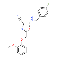 5-[(4-fluorobenzyl)amino]-2-[(2-methoxyphenoxy)methyl]-1,3-oxazole-4-carbonitrile structure