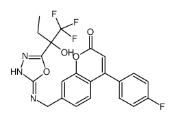 4-(4-fluorophenyl)-7-[[[5-[(2S)-1,1,1-trifluoro-2-hydroxybutan-2-yl]-1,3,4-oxadiazol-2-yl]amino]methyl]chromen-2-one Structure