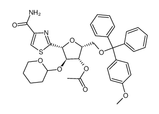 (2R,3S,4R,5R)-5-(4-carbamoylthiazol-2-yl)-2-(((4-methoxyphenyl)diphenylmethoxy)methyl)-4-((tetrahydro-2H-pyran-2-yl)oxy)tetrahydrofuran-3-yl acetate Structure