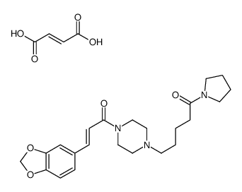 5-[4-[(E)-3-(1,3-benzodioxol-5-yl)prop-2-enoyl]piperazin-1-yl]-1-pyrrolidin-1-ylpentan-1-one,(Z)-but-2-enedioic acid结构式