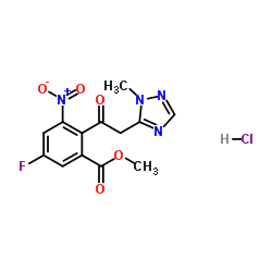 Benzoic acid,5-fluoro-2-[2-(1-Methyl-1H-1,2,4-triazol-5-yl)acetyl]-3-nitro-,Methyl ester, (hydrochloride)(1:1) picture
