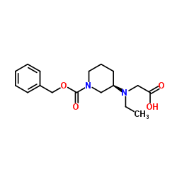 N-{(3R)-1-[(Benzyloxy)carbonyl]-3-piperidinyl}-N-ethylglycine结构式