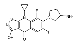 7-(3-aminopyrrolidin-1-yl)-9-cyclopropyl-6,8-difluoro-[1,2]thiazolo[5,4-b]quinoline-3,4-dione结构式