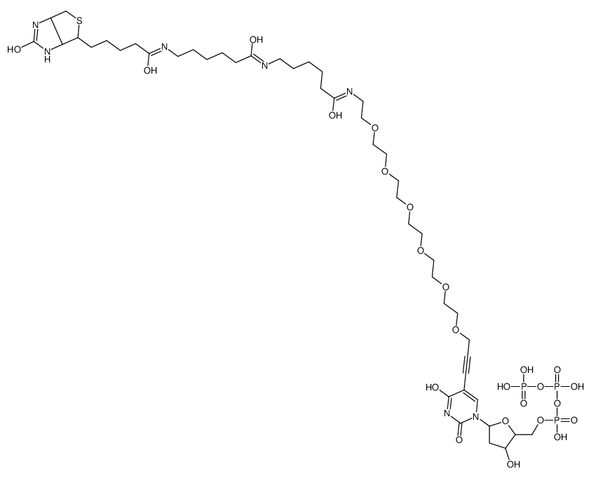 [[5-[2,4-dioxo-5-[3-[2-[2-[2-[2-[2-[2-[6-[6-[5-(2-oxo-1,3,3a,4,6,6a-hexahydrothieno[3,4-d]imidazol-4-yl)pentanoylamino]hexanoylamino]hexanoylamino]ethoxy]ethoxy]ethoxy]ethoxy]ethoxy]ethoxy]prop-1-ynyl]pyrimidin-1-yl]-3-hydroxyoxolan-2-yl]methoxy-hydroxyph Structure