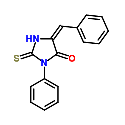 (5E)-5-Benzylidene-3-phenyl-2-thioxo-4-imidazolidinone结构式