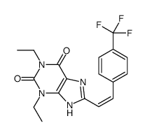 1,3-diethyl-8-[(E)-2-[4-(trifluoromethyl)phenyl]ethenyl]-7H-purine-2,6-dione结构式