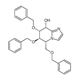 (5R,6R,7R,8R)-6,7-bis(benzyloxy)-5-[(benzyloxy)methyl]-5,6,7,8-tetrahydroimidazo[1,2-a]pyridin-8-ol结构式