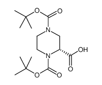 (R)-1-N-BOC-4-N-BOC-哌嗪-2-甲酸结构式