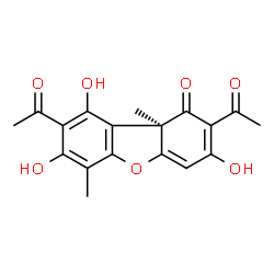 [R,(+)]-2,8-Diacetyl-3,7,9-trihydroxy-6,9b-dimethyldibenzofuran-1(9bH)-one结构式