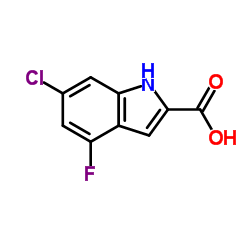 6-Chloro-4-fluoro-1H-indole-2-carboxylic acid结构式