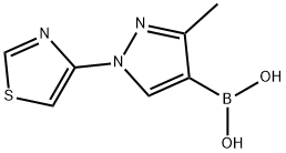 3-Methyl-1-(thiazol-4-yl)pyrazole-4-boronic acid结构式