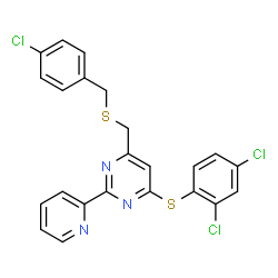 4-([(4-CHLOROBENZYL)SULFANYL]METHYL)-6-[(2,4-DICHLOROPHENYL)SULFANYL]-2-(2-PYRIDINYL)PYRIMIDINE structure