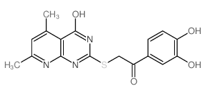2-[2-(3,4-dihydroxyphenyl)-2-oxoethyl]sulfanyl-5,7-dimethyl-1H-pyrido[2,3-d]pyrimidin-4-one结构式