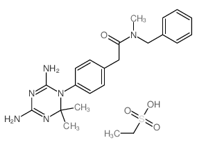 N-benzyl-2-[4-(4,6-diamino-2,2-dimethyl-1,3,5-triazin-1-yl)phenyl]-N-methyl-acetamide; ethanesulfonic acid structure