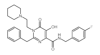 2-BENZYL-N-(4-FLUOROBENZYL)-5-HYDROXY-6-OXO-1-(2-(PIPERIDIN-1-YL)ETHYL)-1,6-DIHYDROPYRIMIDINE-4-CARBOXAMIDE structure