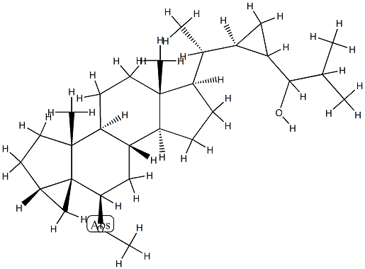 6β-Methoxy-3β,5α-cyclo-28,33-dinorgorgostan-24-ol Structure