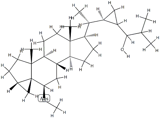 6β-Methoxy-3β,5α-cyclo-28,33-dinorgorgostan-24-ol structure