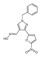 1-benzyl-3-(5-nitro-furan-2-yl)-1H-pyrazole-4-carbaldehyde oxime结构式