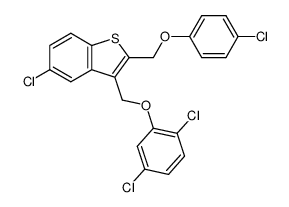 5-Chloro-2-(4-chloro-phenoxymethyl)-3-(2,5-dichloro-phenoxymethyl)-benzo[b]thiophene结构式