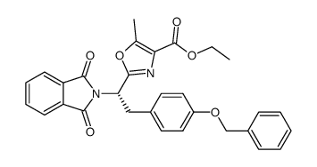 ethyl (S)-2-[2-(4-benzyloxyphenyl)-1-phthalimidoethyl]-5-methyl-1,3-oxazole-4-carboxylate结构式