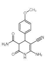 3-Pyridinecarboxamide,6-amino-5-cyano-1,2,3,4-tetrahydro-4-(4-methoxyphenyl)-2-oxo-结构式
