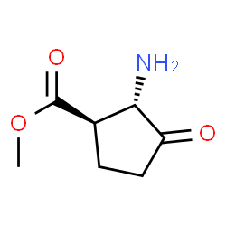 Cyclopentanecarboxylic acid, 2-amino-3-oxo-, methyl ester, trans- (9CI) Structure