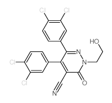 5,6-Bis(3,4-dichlorophenyl)-2-(2-hydroxyethyl)-3-oxo-2,3-dihydro-4-pyridazinecarbonitrile结构式