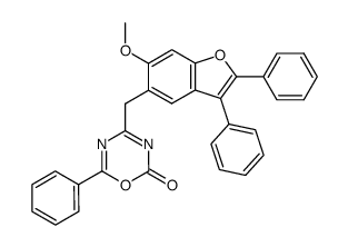 4-[(2',3'-diphenyl-6'-methoxy-5'-benzofuranyl)methyl]-6-phenyl-2H-1,3,5-oxadiazin-2-one Structure