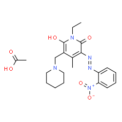 1-ethyl-6-hydroxy-4-methyl-3-[(o-nitrophenyl)azo]-5-(piperidinomethyl)pyridin-2(1H)-one monoacetate结构式