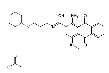 1-amino-9,10-dihydro-4-(methylamino)-N-[(3-methylcyclohexylamino)propyl]-9,10-dioxoanthracene-2-carboxamide monoacetate结构式