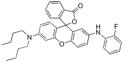 6'-Dibutylamino-2'-(o-fluoroanilino)spiro[phthalide-3,9'-[9H]xanthene] structure