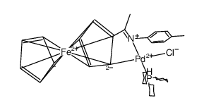 PALLADIUM, CHLORO[2-[1-[(4-METHYLPHENYL)IMINO-.KAPPA.N]ETHYL]FERROCENYL-.KAPPA.C](TRICYCLOHEXYLPHOSPHINE)-结构式
