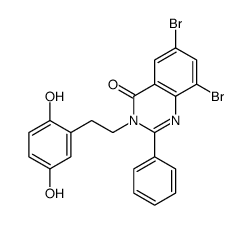 6,8-dibromo-3-[2-(2,5-dihydroxyphenyl)ethyl]-2-phenylquinazolin-4-one结构式