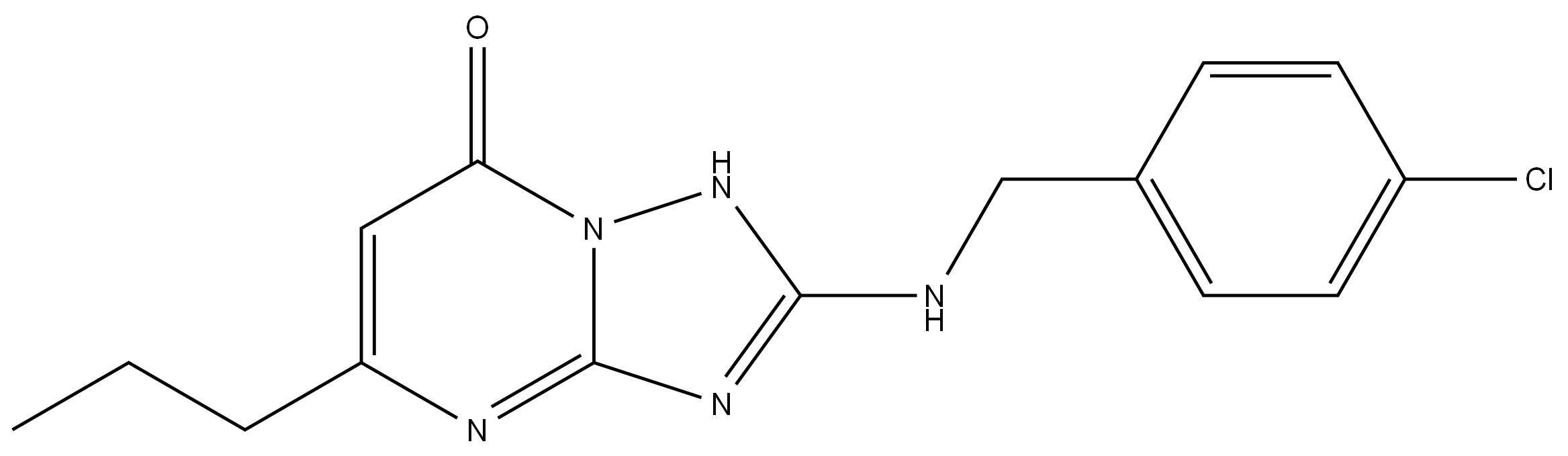 2-[(4-chlorophenyl)methylamino]-5-propyl-1H-[1,2,4]triazolo[1,5-a]pyrimidin-7-one结构式