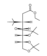 ethyl 3C-t-butyl-2,3-dideoxy-4,5:6,7-di-O-isopropylidene-D-manno-heptonate结构式