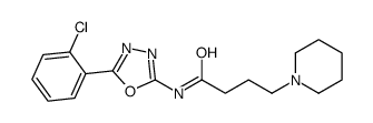 N-[5-(2-chlorophenyl)-1,3,4-oxadiazol-2-yl]-4-piperidin-1-ylbutanamide结构式