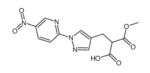 3-methoxy-2-((1-(5-nitropyridin-2-yl)-1H-pyrazol-4-yl)methyl)-3-oxopropanoic acid Structure