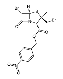 p-nitrobenzyl 6α-bromo-2β-(bromomethyl)-2α-methylpenam-3α-carboxylate Structure