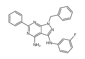 4-amino-1-benzyl-3-(3-fluorophenyl)amino-6-phenylpyrazolo[3,4-d]-pyrimidine Structure