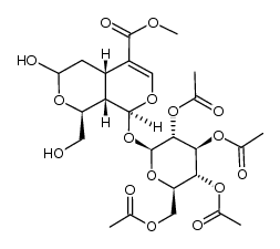 methyl (1S,4aS,6RS,8S,8aS)-6-hydroxy-8-hydroxymethyl-1-(2',3',4',6'-tetraacetyl-β-D-glucopyranosyloxy)-1,4a,5,6,8,8a-hexahydro-pyrano[3,4-c]pyran-4-carboxylate Structure