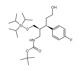 (3R,4S)-N-Boc-3-(4-fluoro-phenyl)-4-triisopropylsilanyloxymethyl-pentanol-5-amine结构式